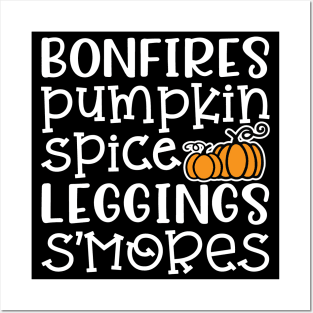 Bonfires Pumpkin Spice Leggings S'mores Halloween Fall Autumn Cute Posters and Art